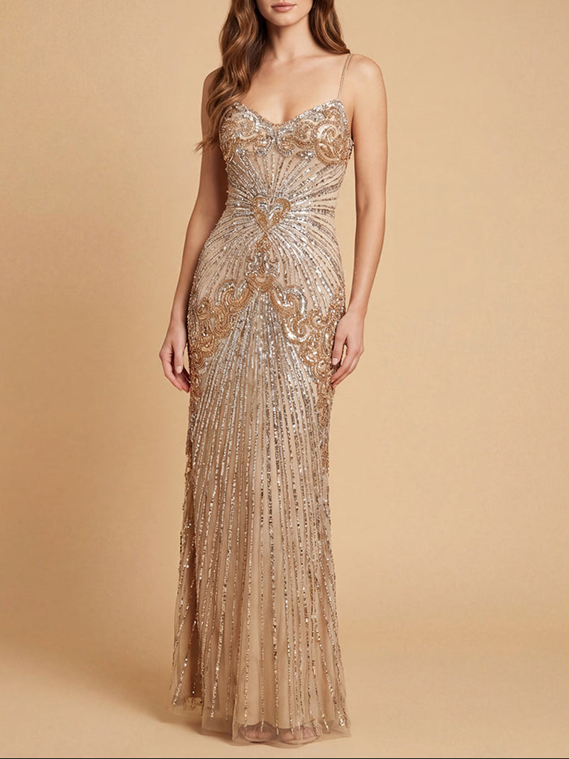 Sweetheart Floor-Length Sequin Evening Sheath Lara 9921
