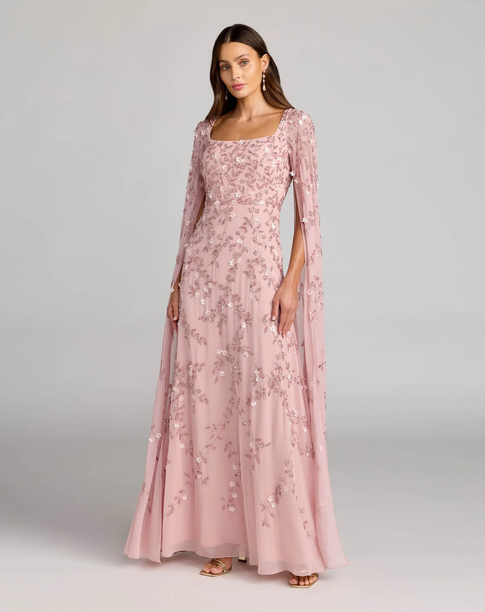 Square Floor-Length Chiffon Formal A-Line Gown Mac Duggal 9923068P