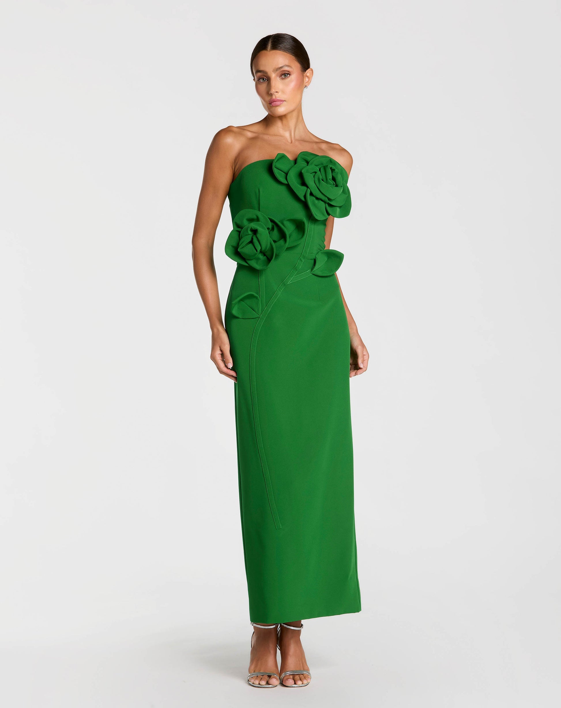 Cocktail Dresses 3D Floral Tea Length Cocktail Petite Dress Mac Duggal 992361P Spring Green
