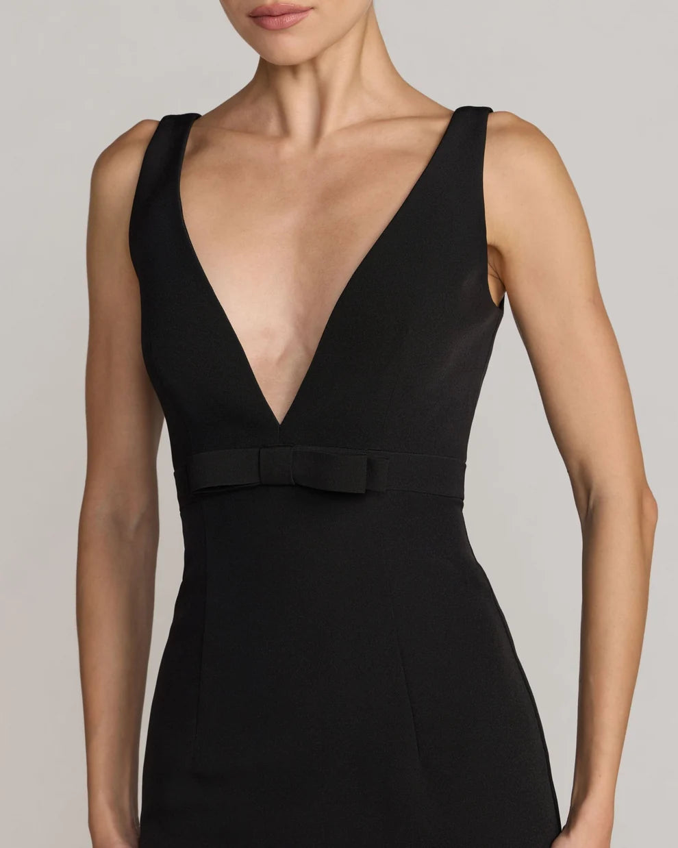 V-Neck Floor-Length Crepe Formal Dress by Mac Duggal 992371P in Black