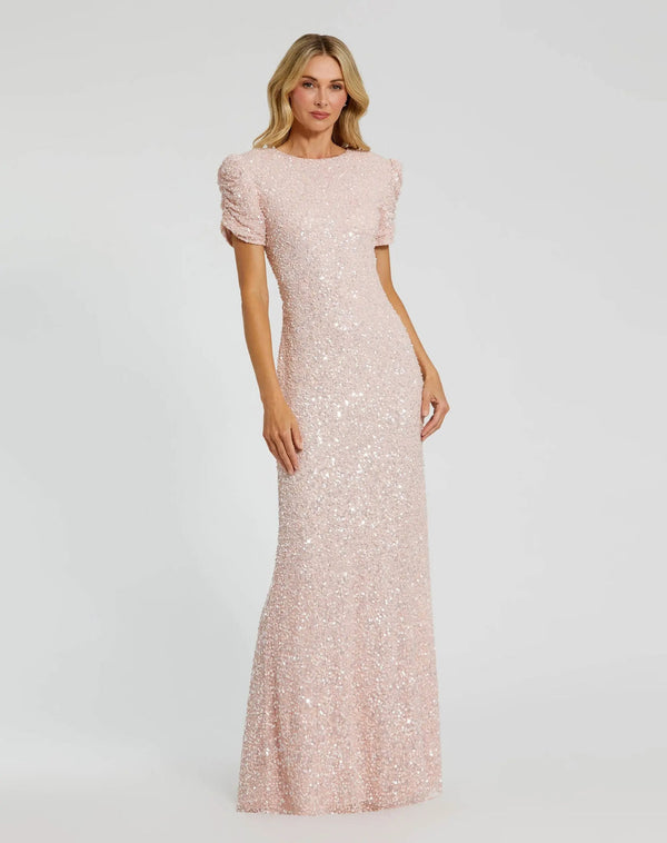 Crew High-Neck Floor-Length Sequin Formal Sheath Column Mac Duggal 9924003P