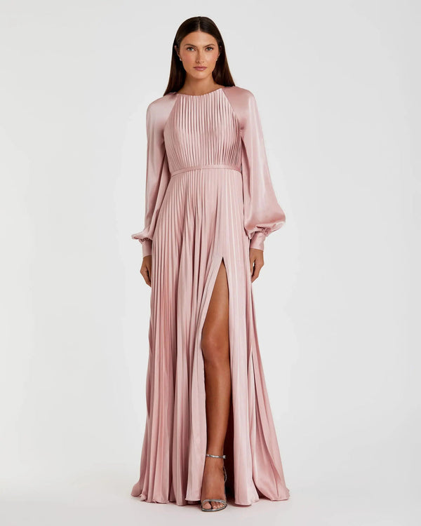 Long Sleeve Formal Pleated Prom Petite Dress Mac Duggal 9926590P
