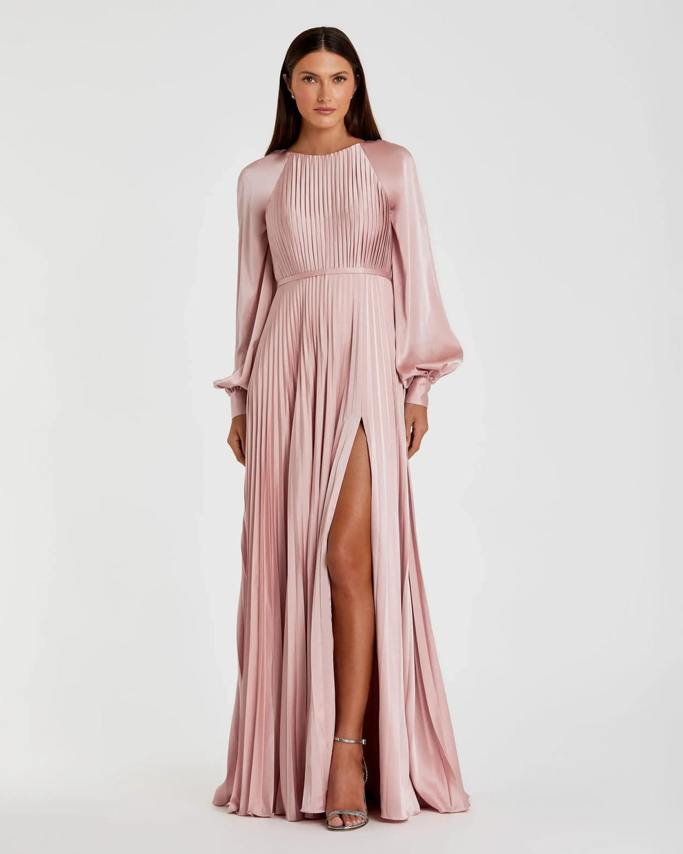 Formal Dresses Long Sleeve Formal Pleated Prom Petite Dress Mac Duggal 9926590P Blush