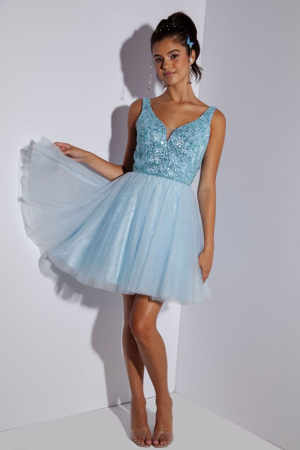 Cocktail Dresses A Line Short Beaded Mini Homecoming Cocktail Dress Eureka Fashion 9926 Bahama Blue