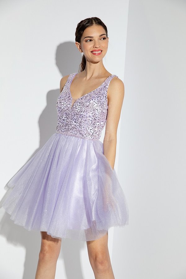 light purple cocktail dress A Line Short Beaded Mini Homecoming Cocktail Dress Eureka Fashion 9926 –  The Dress Outlet