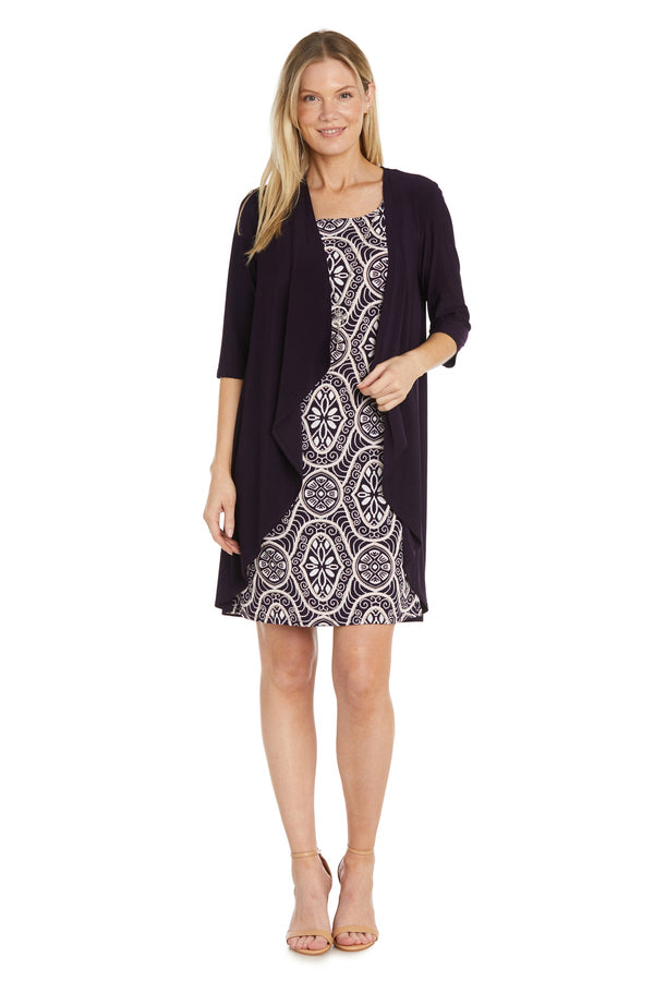 Short Printed Dress Mother of the Bride Petite R&M Richards 9927P