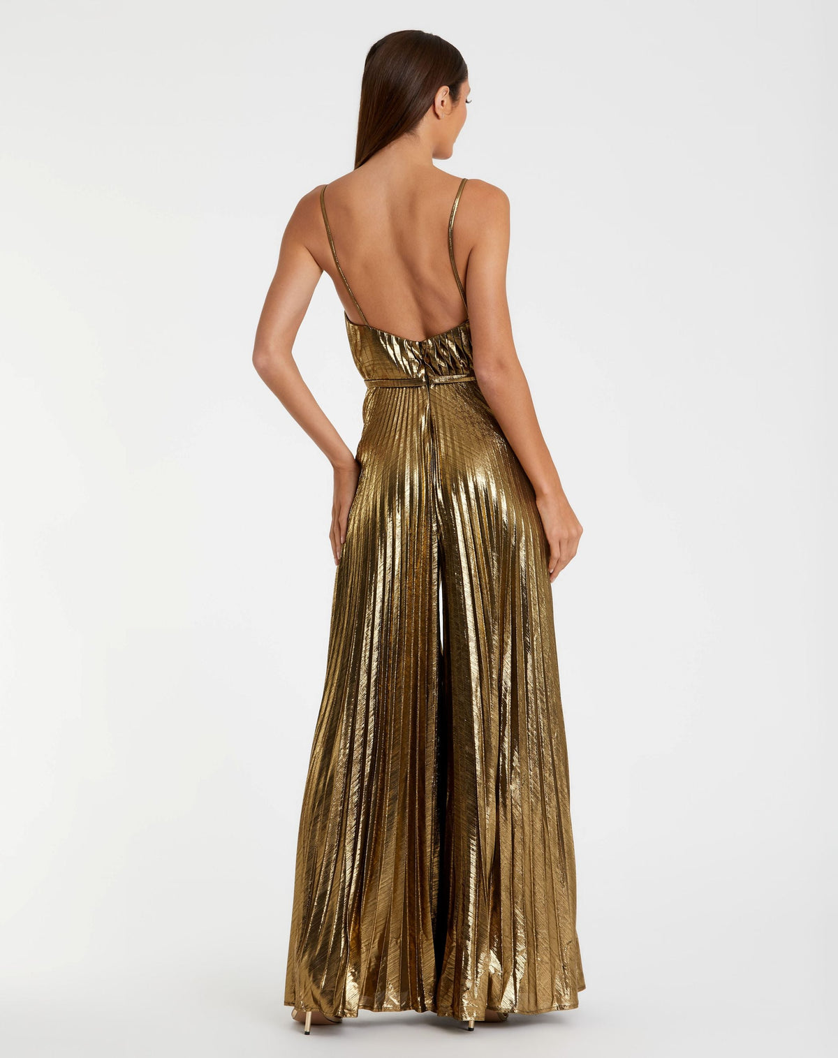 V-Neck Floor-Length Satin Jumpsuit Fit & Flare Mac Duggal 9927143P