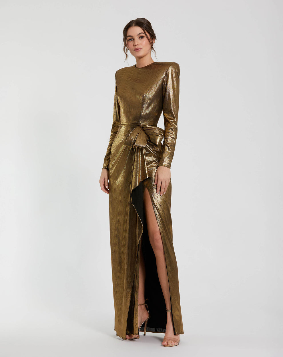Crew/High-Neck Floor-Length Satin Evening Sheath/Column Mac Duggal 9927206P