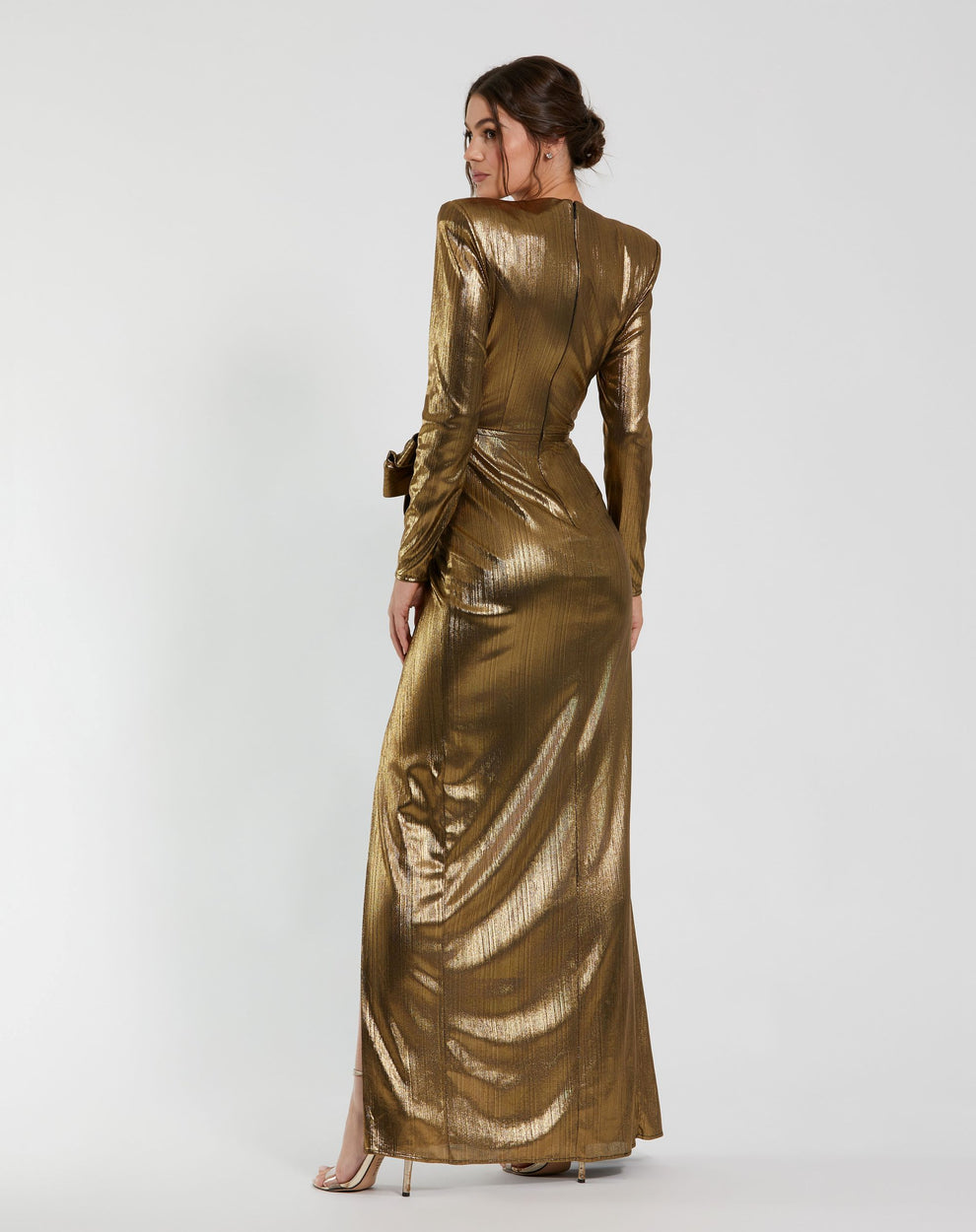 Crew/High-Neck Floor-Length Satin Evening Sheath/Column Mac Duggal 9927206P
