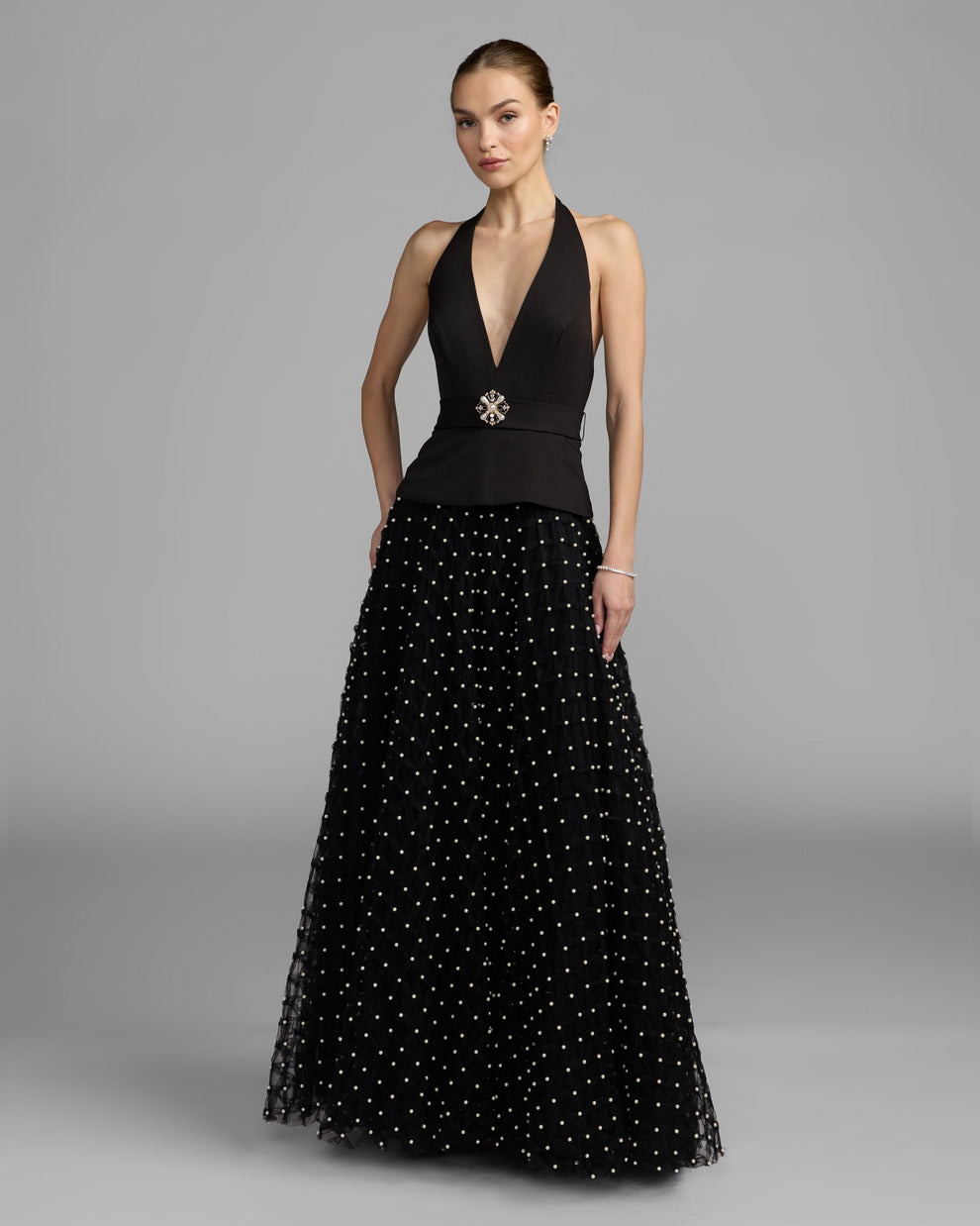 Halter Floor-Length Tulle Occasion Ball Gown Mac Duggal 9927865P