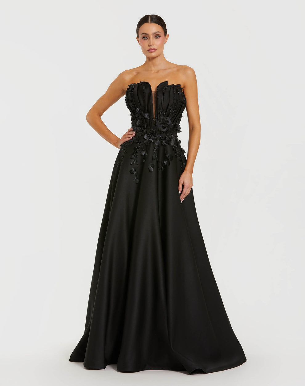 Strapless Curved Neck Floor-Length Satin Prom Ball Gown Mac Duggal 9937134P
