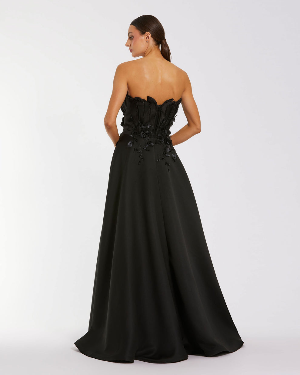 Strapless Curved Neck Floor-Length Satin Prom Ball Gown Mac Duggal 9937134P