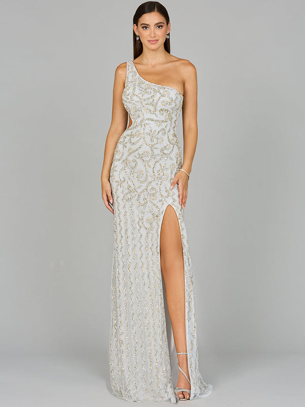 Lara Dresses 9947 Fitted Slit Long Formal Beaded Prom Dress