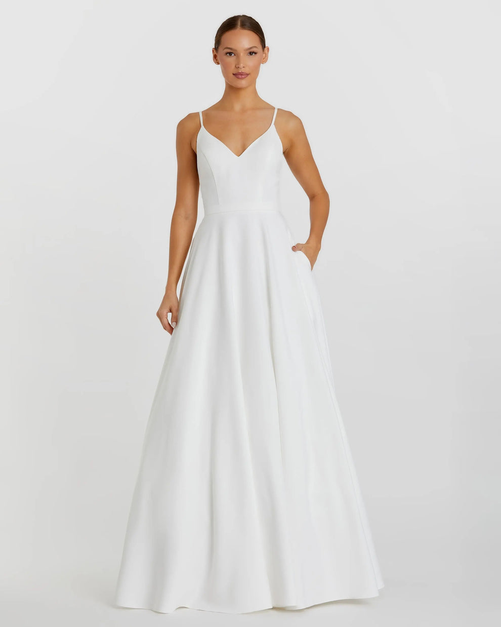 Wedding Dresses Long A Line Petite Wedding Dress Mac Duggal 9948855P White