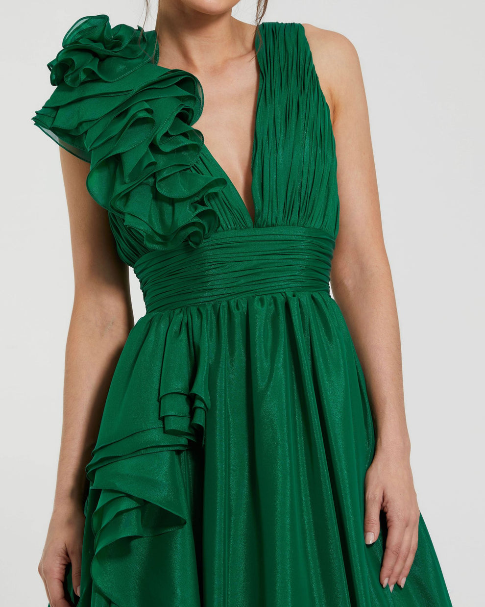 V-Neck Floor-Length Organza Formal A-Line Mac Duggal 9948856P