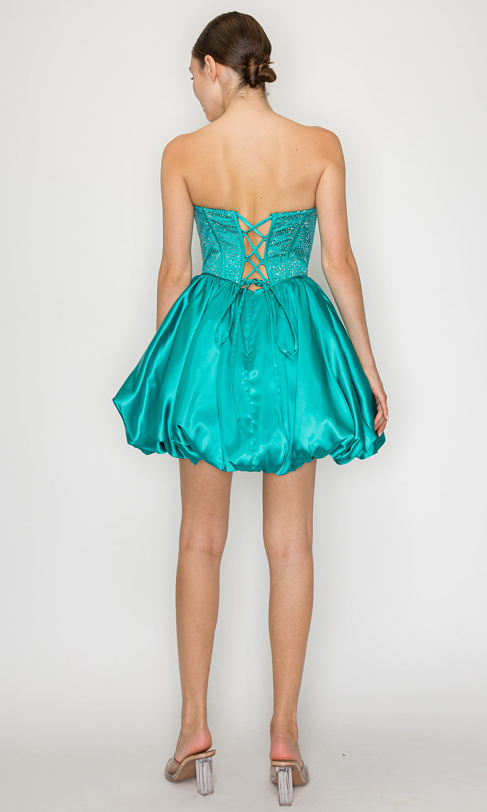 Jade Sweetheart Mini Chiffon Cocktail Dress Pleated Bodice Poly USA 9948