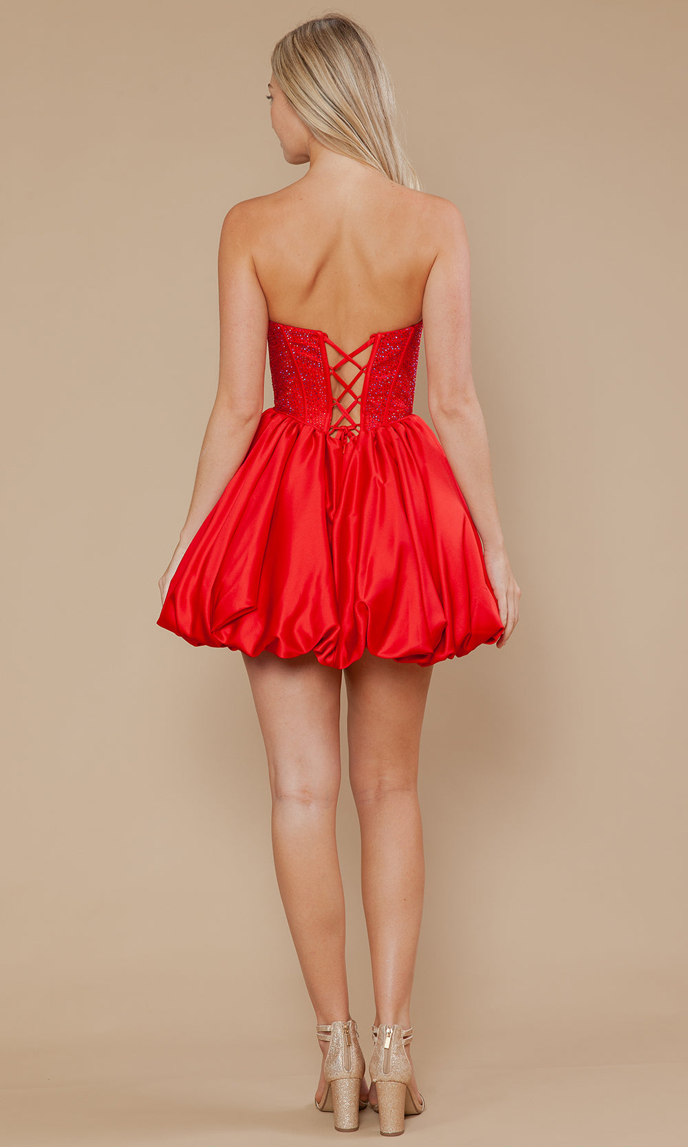 Red Sweetheart Mini Chiffon Cocktail Dress Pleated Bodice Poly USA 9948