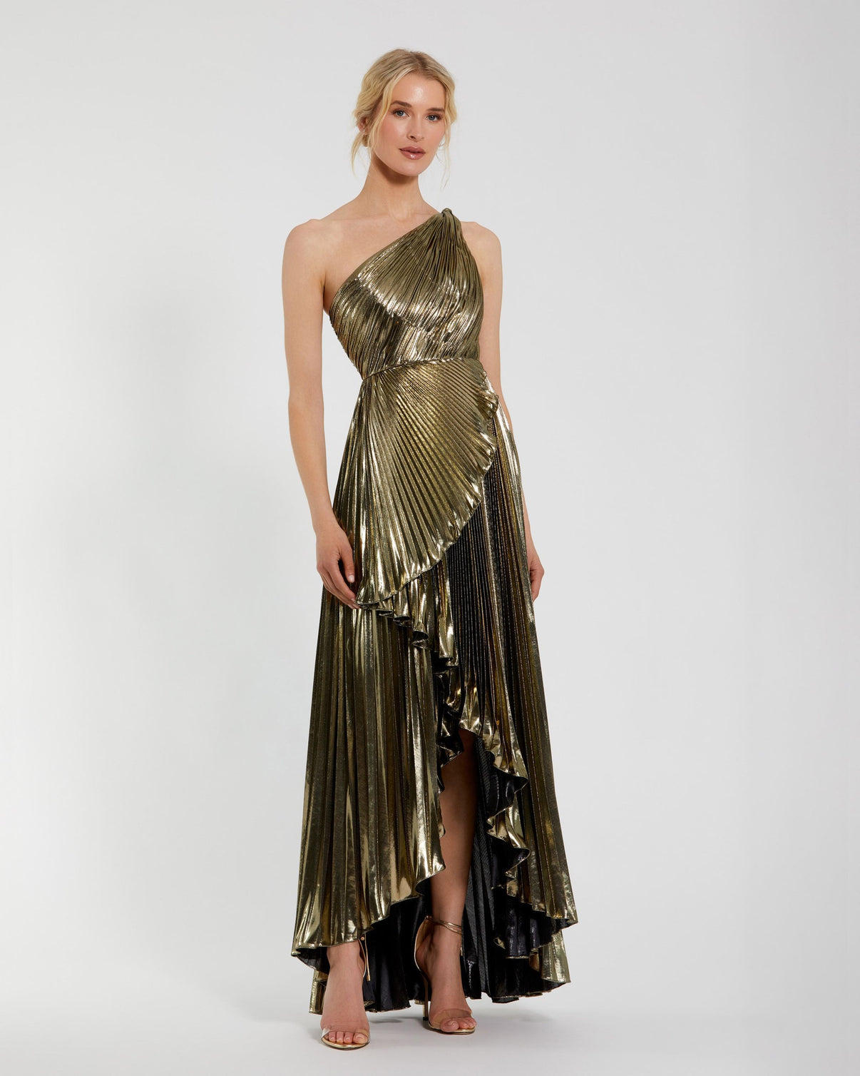 One-Shoulder Floor-Length Satin Evening Fit & Flare Mac Duggal 9949910P