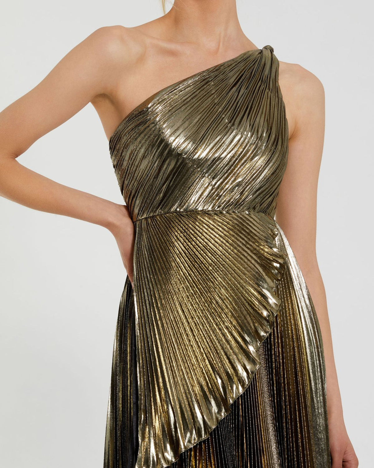 One-Shoulder Floor-Length Satin Evening Fit & Flare Mac Duggal 9949910P
