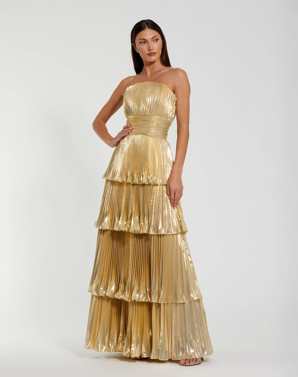 Strapless Straight Neck Floor-Length Satin Formal A-Line Mac Duggal 9949911P