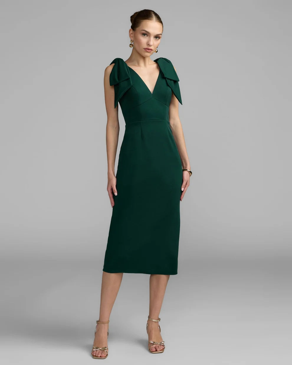 V-Neck Midi Crepe Formal Sheath Mac Duggal 9949954P