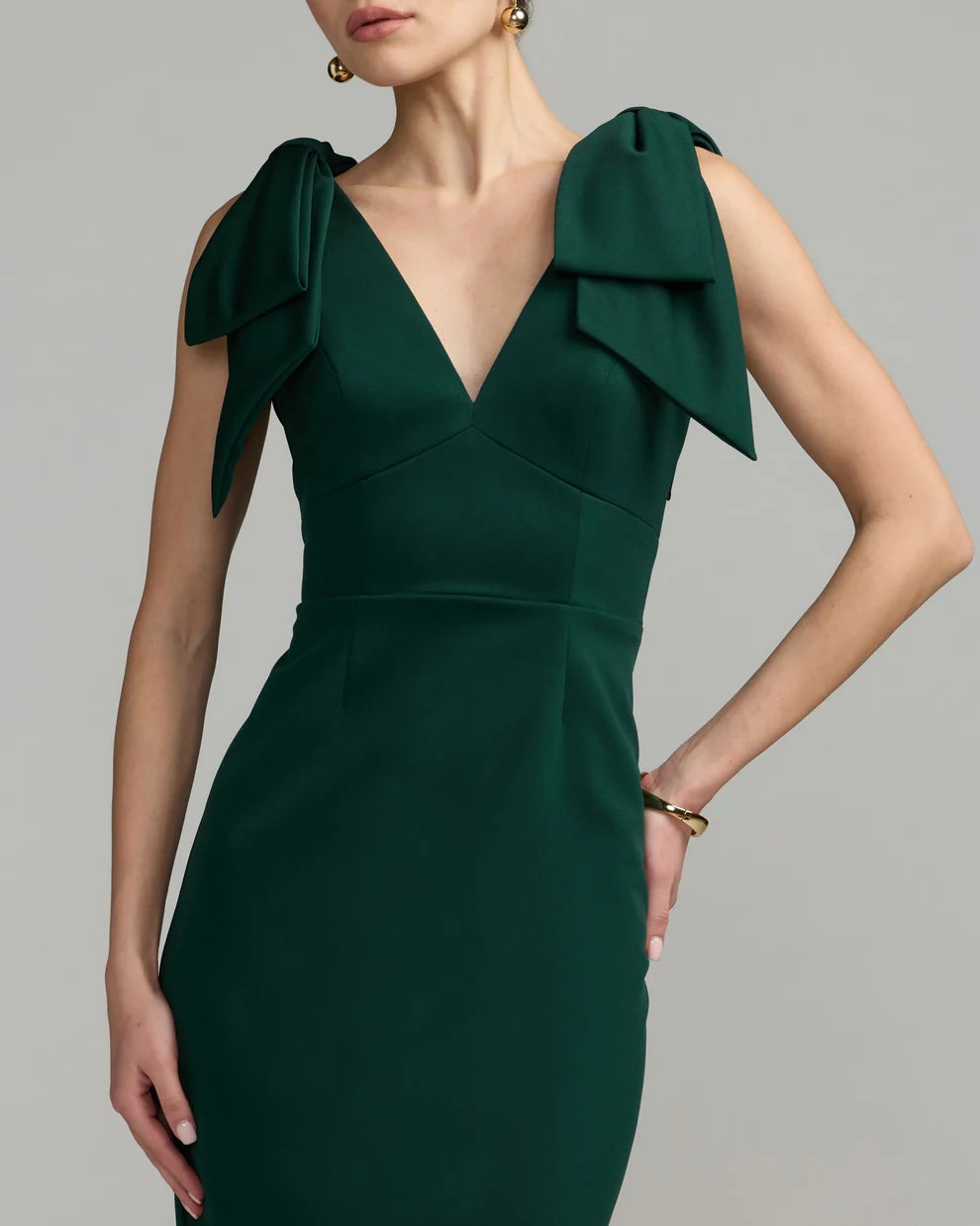 V-Neck Midi Crepe Formal Sheath Mac Duggal 9949954P