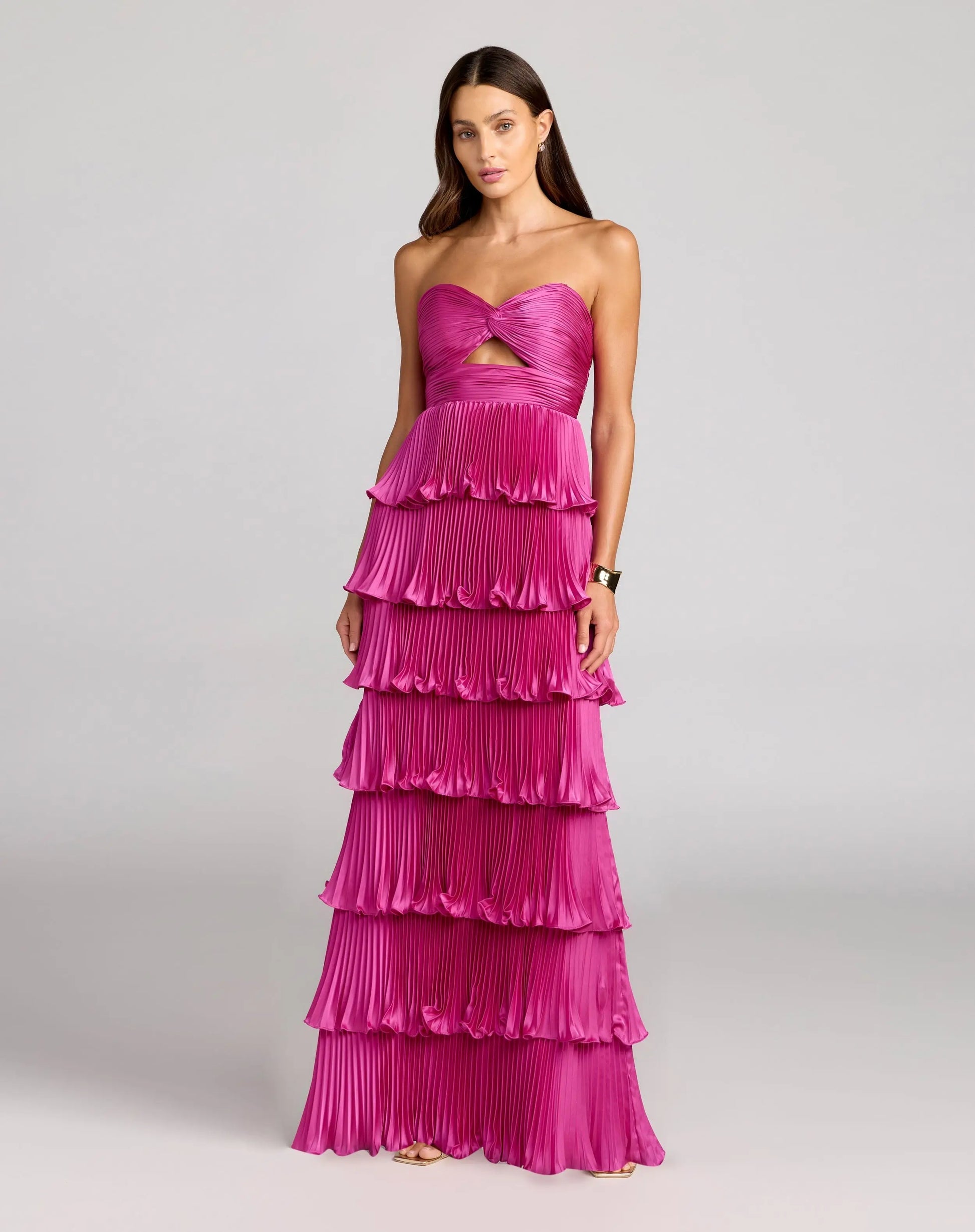 Prom Dresses Long Formal A Line Ruffle Prom Pleated Petite Dress Mac Duggal 9949981P Fuchsia
