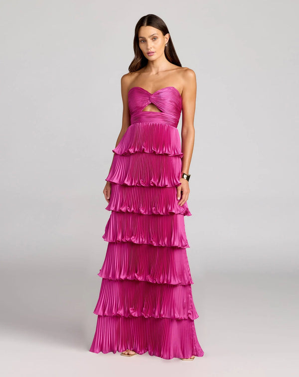 Long Formal A Line Ruffle Prom Pleated Petite Dress Mac Duggal 9949981P
