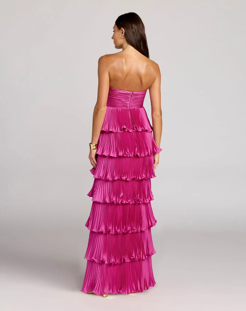 Prom Dresses Long Formal A Line Ruffle Prom Pleated Petite Dress Mac Duggal 9949981P Fuchsia