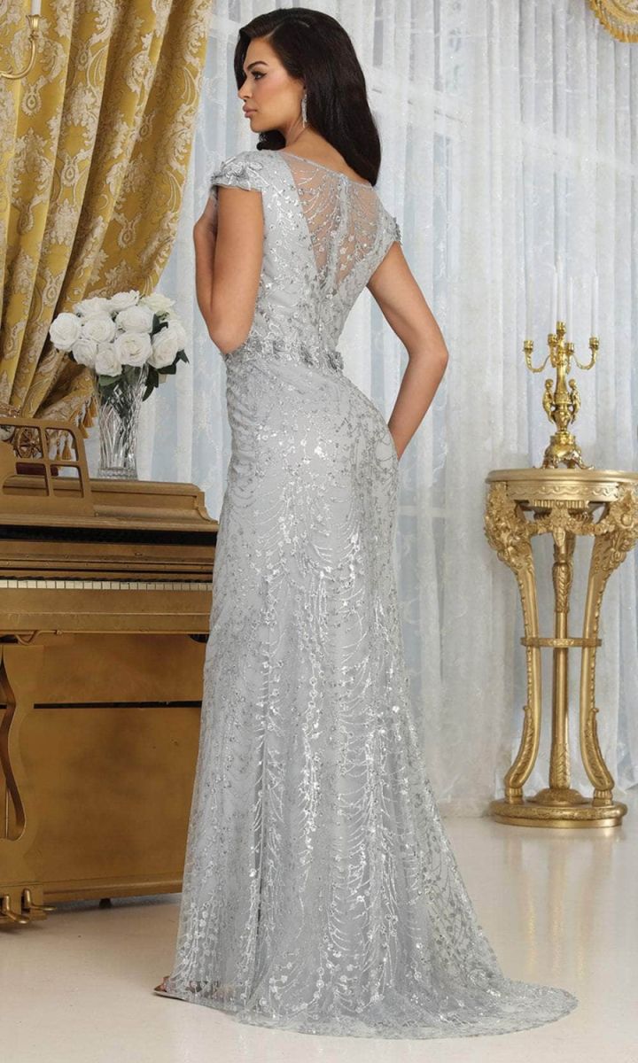 V-Neck Floor-Length Lace Evening Gown Sheath/Column May Queen 2062