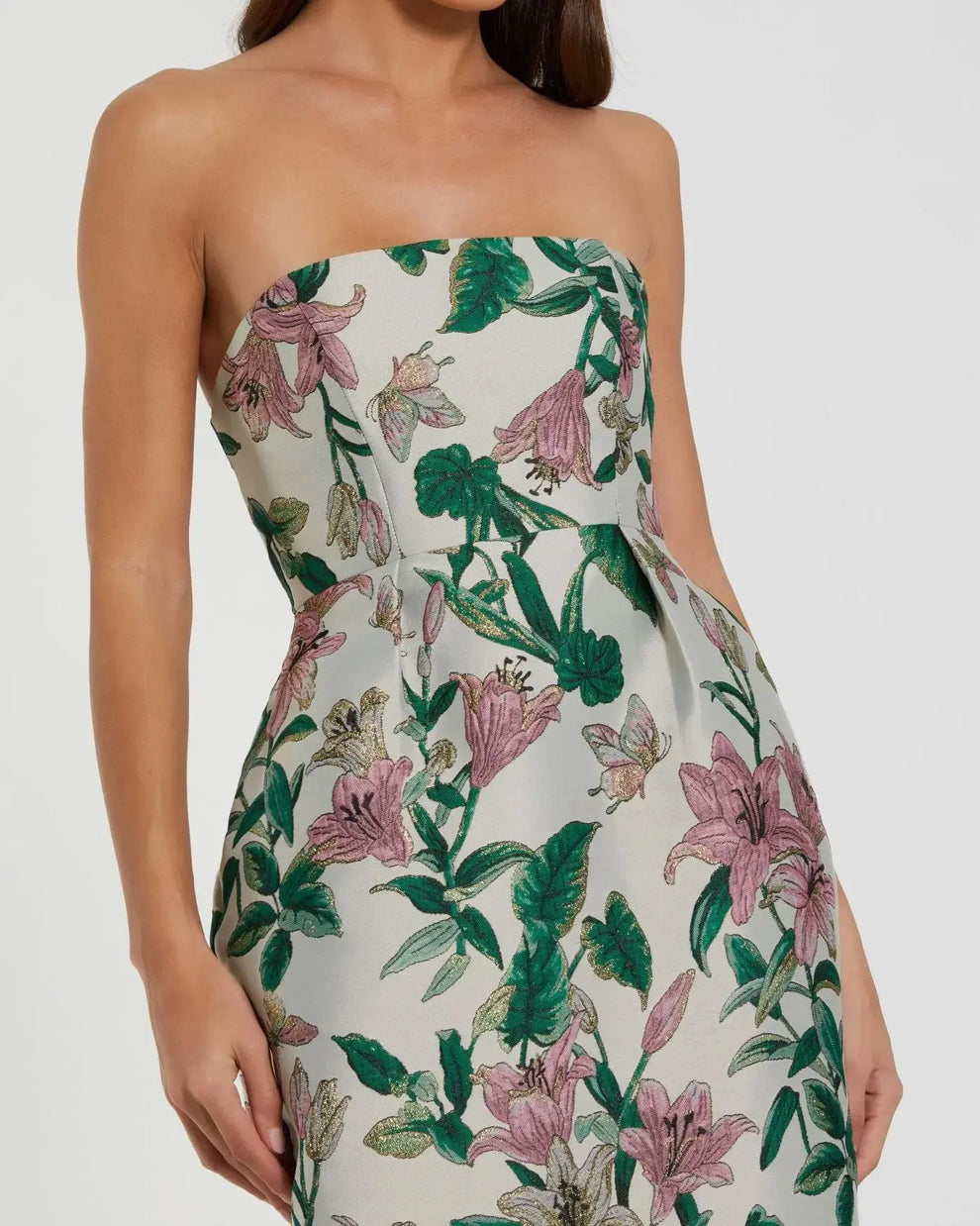 Cocktail Dresses Short Floral Print Midi Fitted Petite Cocktail Dress Mac Duggal 9956097P Lily