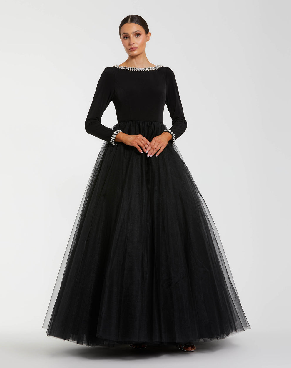 Crew/High-Neck Floor-Length Tulle Formal Ball Gown Mac Duggal 9956186P