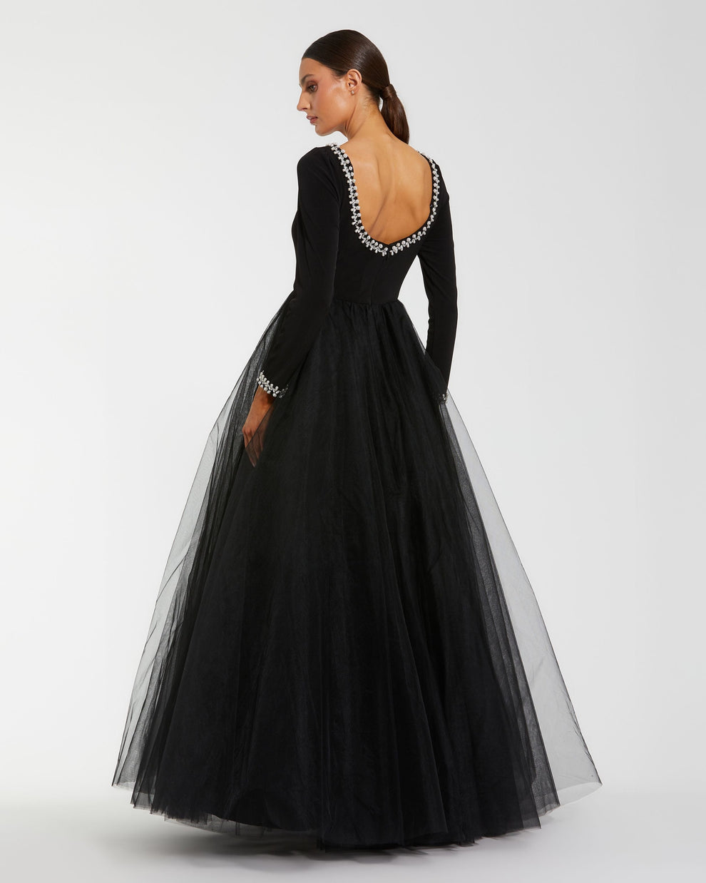 Crew/High-Neck Floor-Length Tulle Formal Ball Gown Mac Duggal 9956186P
