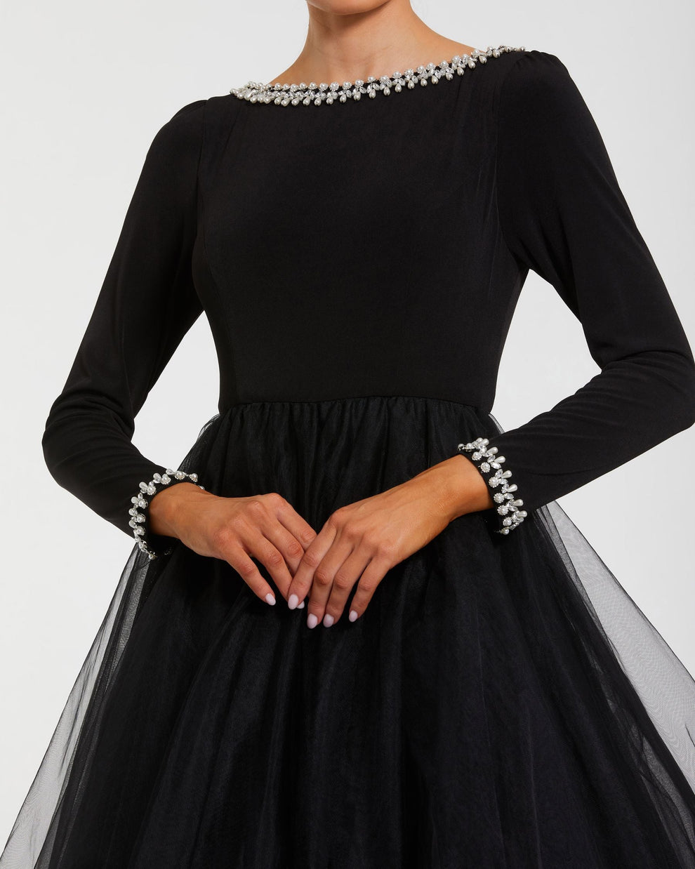 Crew/High-Neck Floor-Length Tulle Formal Ball Gown Mac Duggal 9956186P