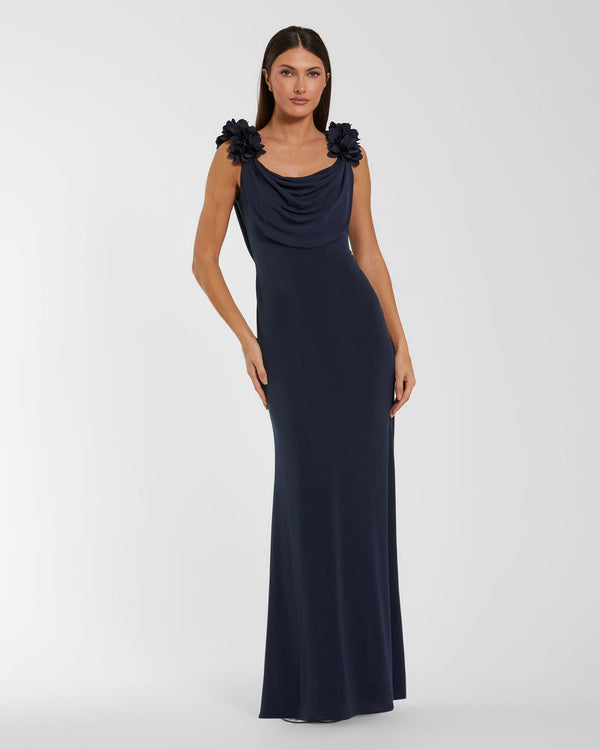 Cowl Floor-Length Jersey Formal Sheath Column Mac Duggal 9956195P