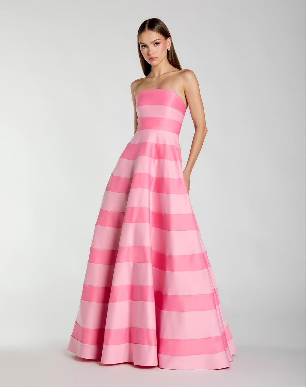 Strapless Straight Neck Floor-Length Satin Formal A-Line Mac Duggal 9956353P