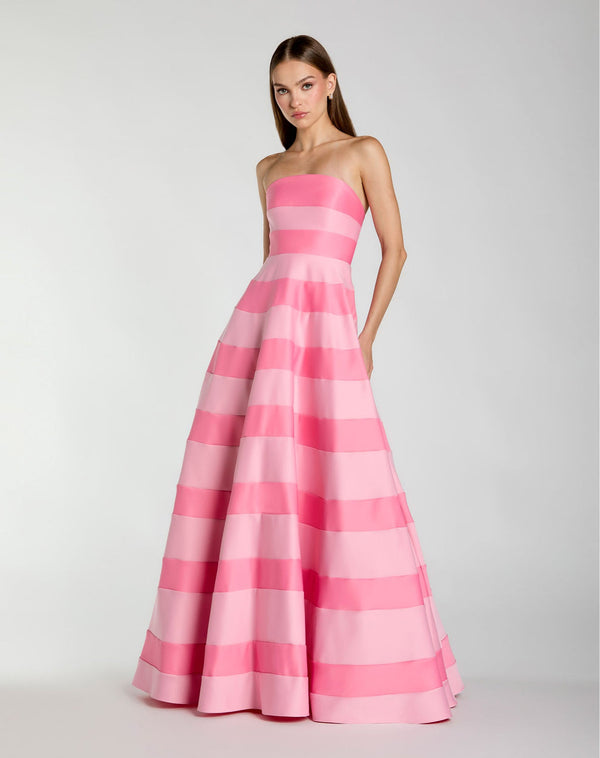 Strapless Straight Neck Floor-Length Satin Formal A-Line Mac Duggal 9956353P