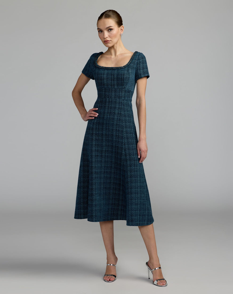 Square Midi Crepe Cocktail A-Line Mac Duggal 9956453P