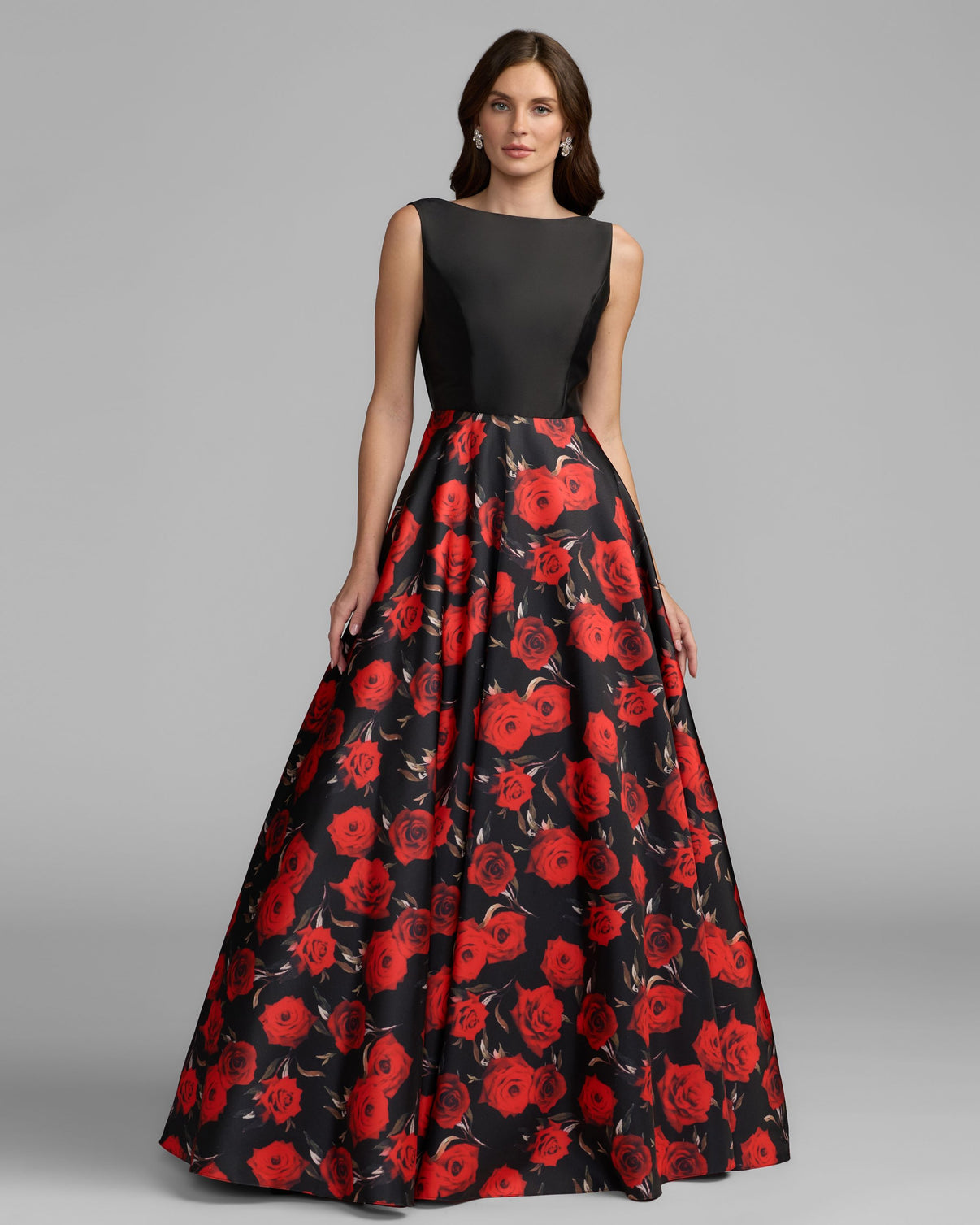 Crew/High-Neck Floor-Length Satin Occasion Ball Gown Mac Duggal 9956469P