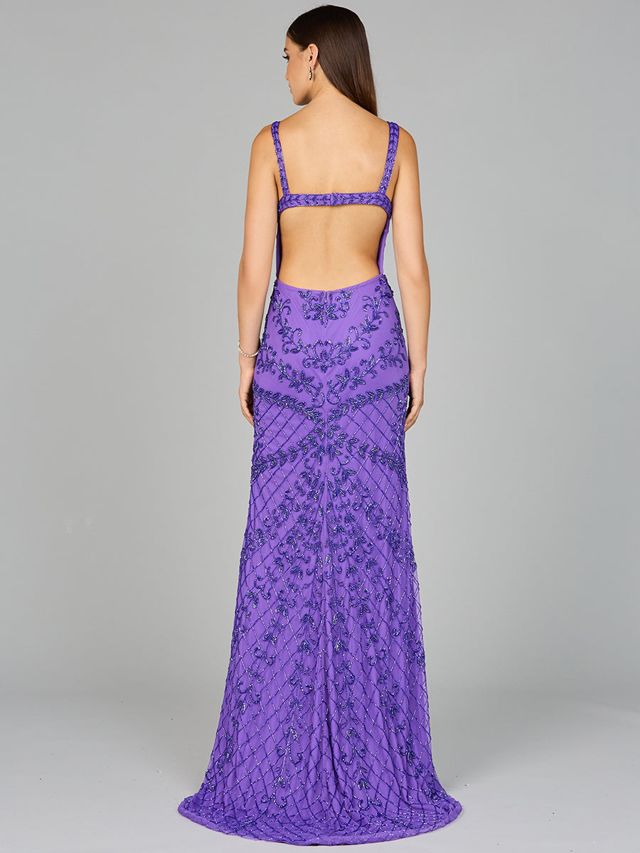 Prom Dresses Long Prom Formal Beaded Evening Dress Purple