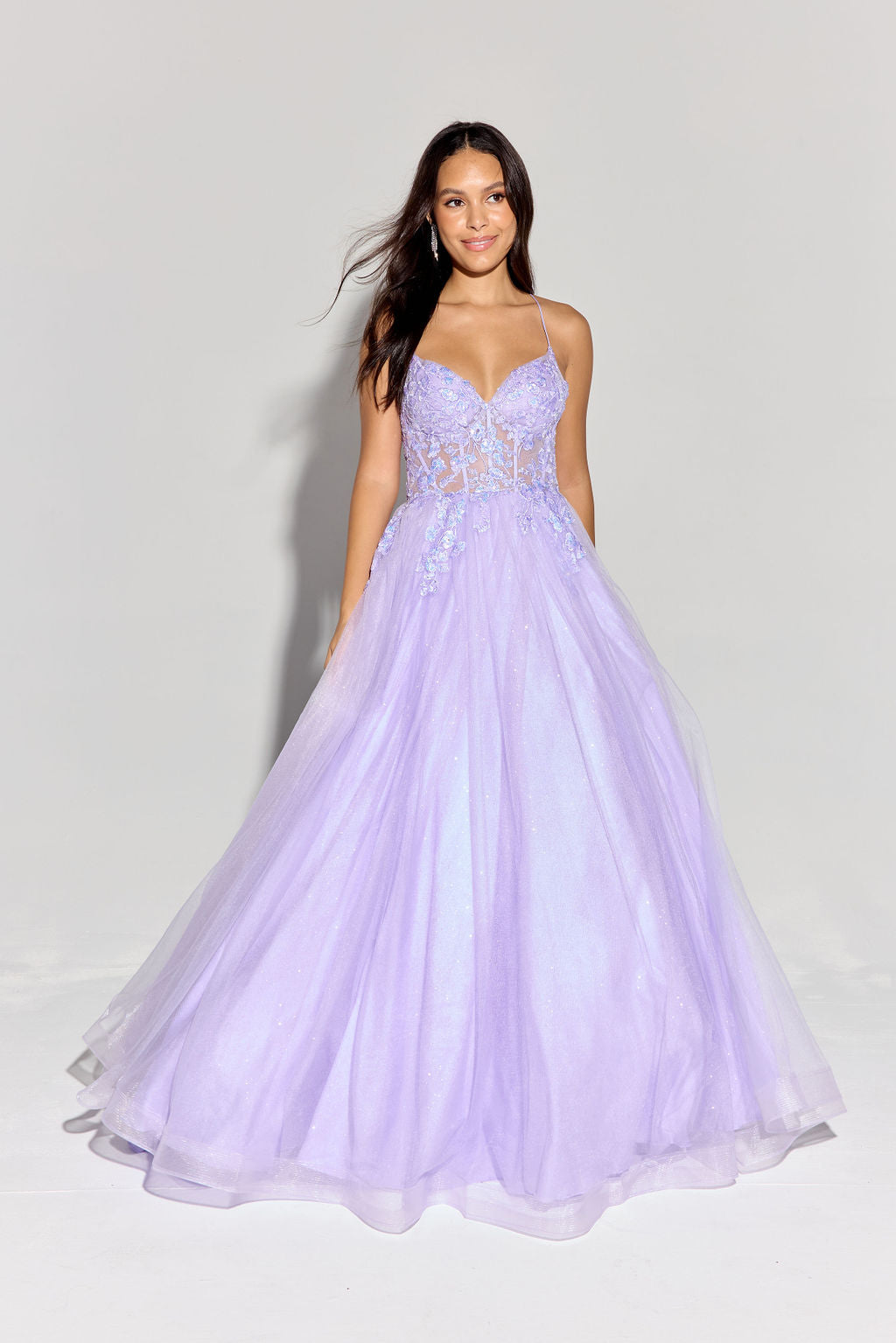 Prom Dresses Floral Applique Long Formal A Line Corset Prom Dress Eureka Fashion 9960 Lilac