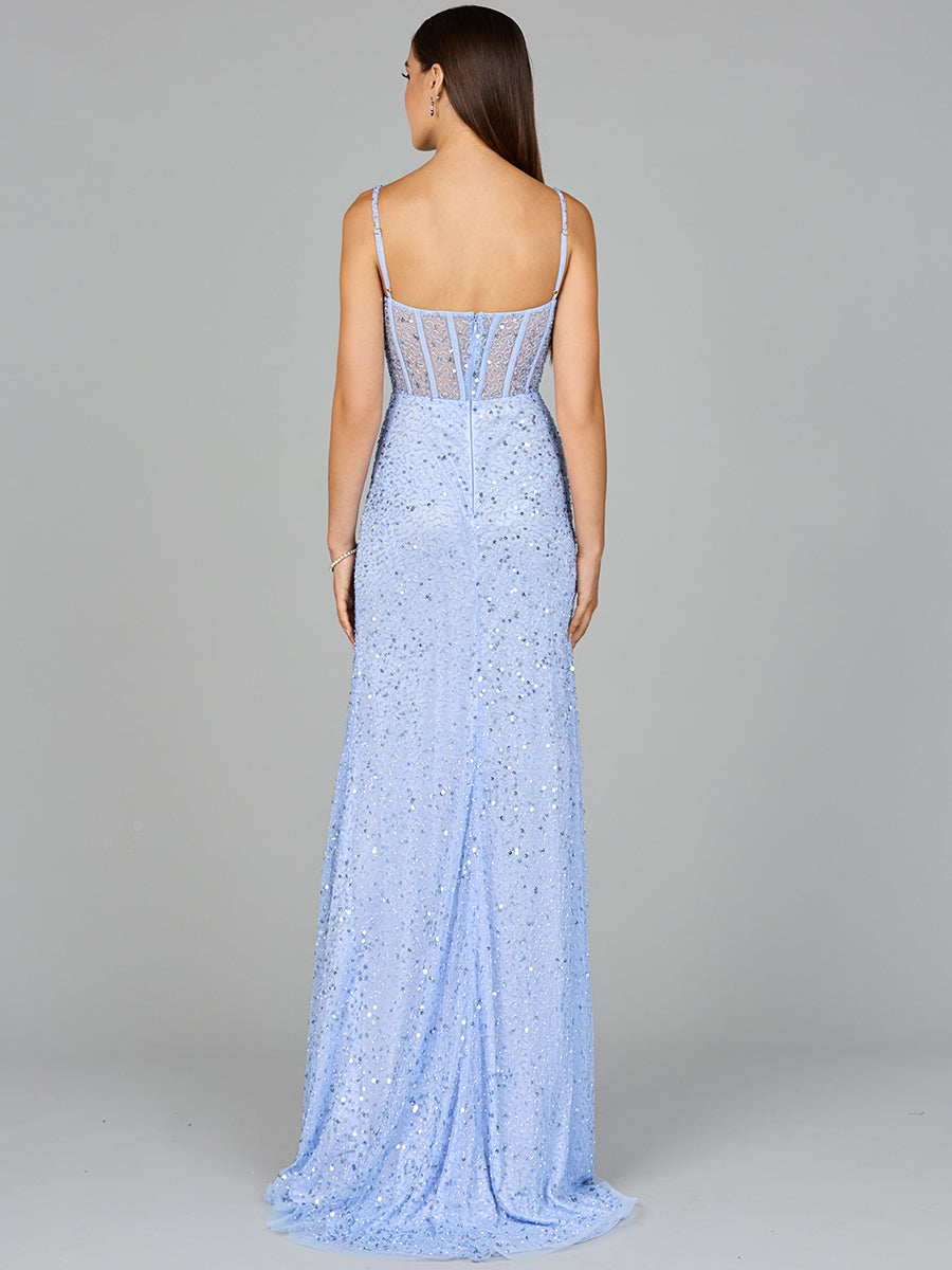 Formal Dresses Prom Long Formal Beaded Corset Evening Dress Periwinkle