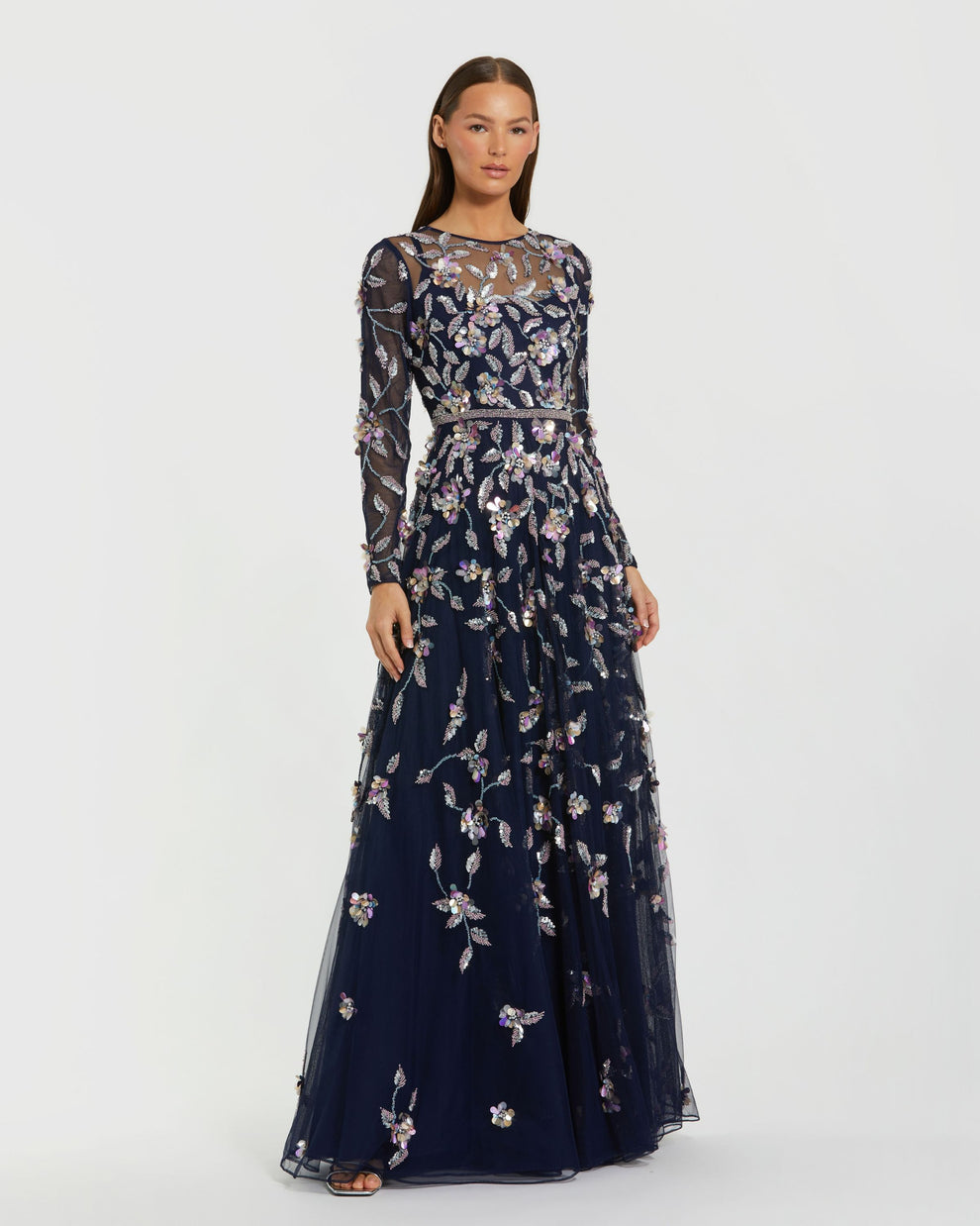Illusion Floor-Length Tulle Occasion A-Line Mac Duggal 996183P
