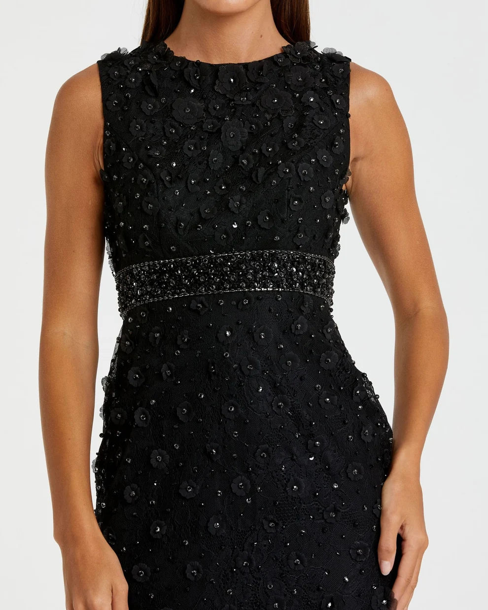 Cocktail Dresses Midi Formal Cocktail Floral Petite Dress Mac Duggal 9967853P Black
