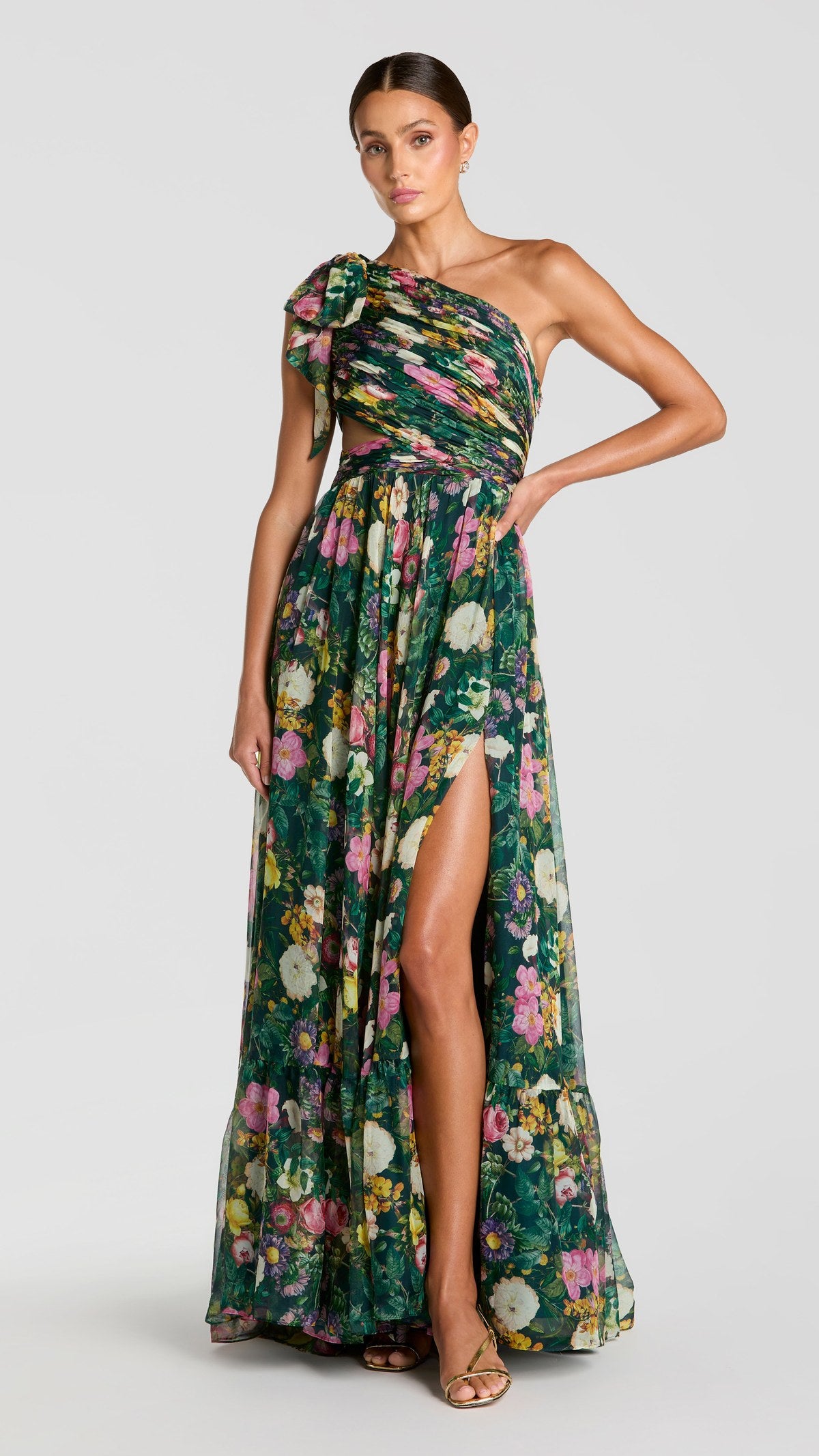 Mac Duggal style 9968553P in Deep Green Multi, front view