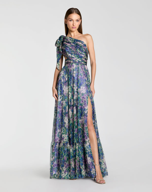 One-Shoulder Floor-Length Chiffon Formal Cutout Dress Mac Duggal 9968553P