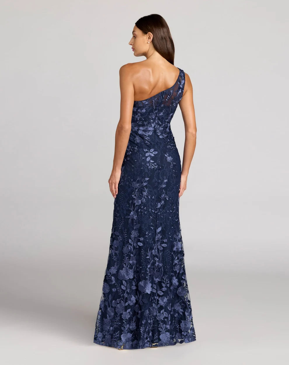 Formal Dresses Long Floral Lace Applique Formal Dress Mac Duggal 9968606P Midnight Multi