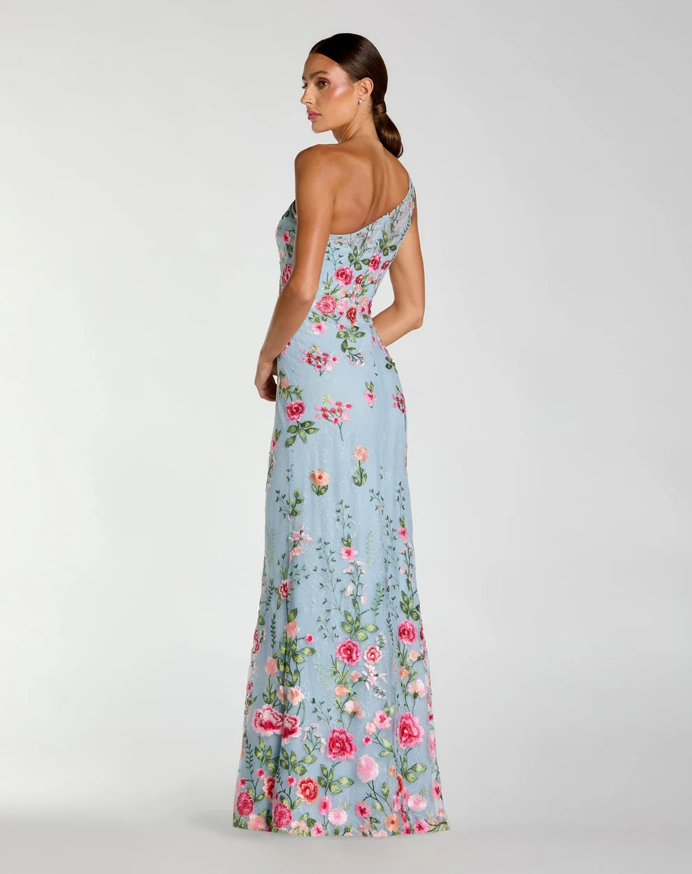 Formal Dresses Long Floral Lace Applique Formal Dress Mac Duggal 9968606P Powder Blue Multi