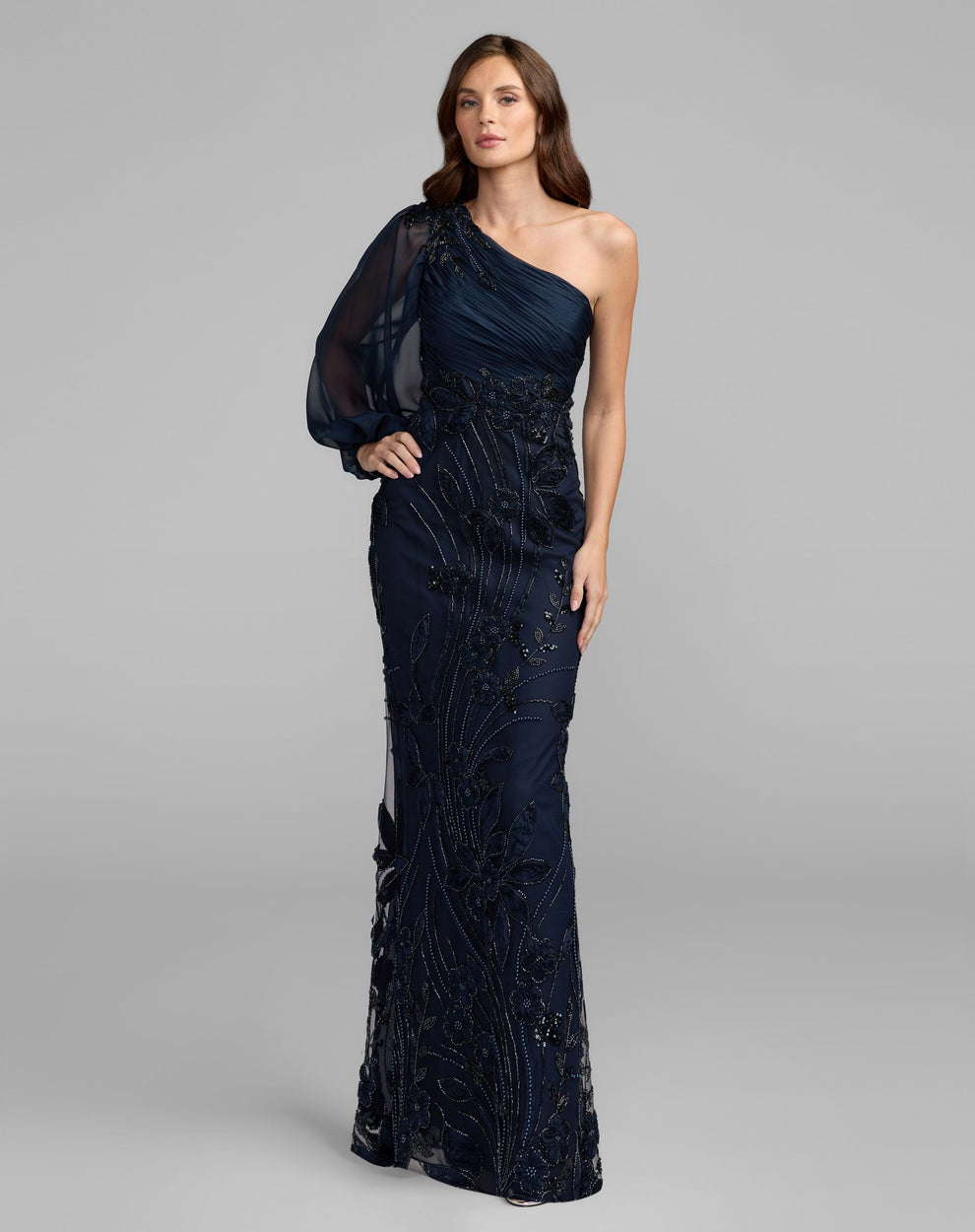 One-Shoulder Floor-Length Chiffon Occasion Mermaid Mac Duggal 9969019P