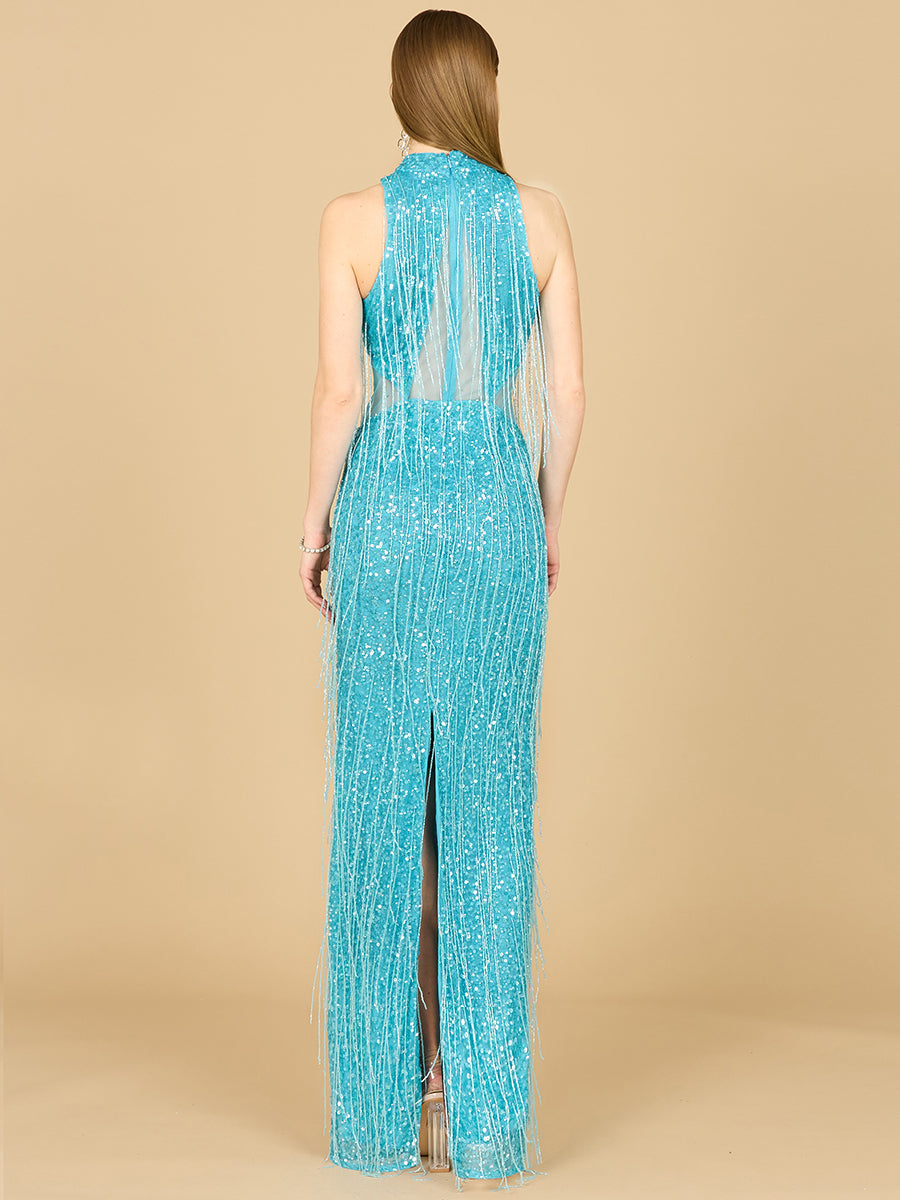 Lara Dresses 9973 Beaded Long Evening Fringe Formal Prom Dress